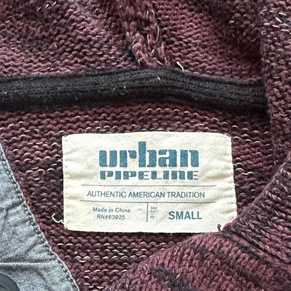 Urban Pipeline Hooded Henley Sweater Authentic American Tradition EUC SM - Picture 2 of 7